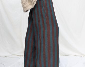 Striped Linen High Waist Palazzo Trousers • OFFON CLOTHING