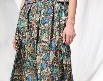 Geplooide maxi-zomerrok van zijdeachtig katoen met print • OFFON CLOTHING