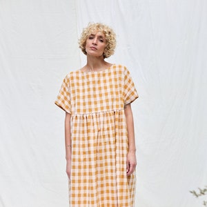 Oversized seersucker checks dress SILVINA  • OFFON CLOTHING