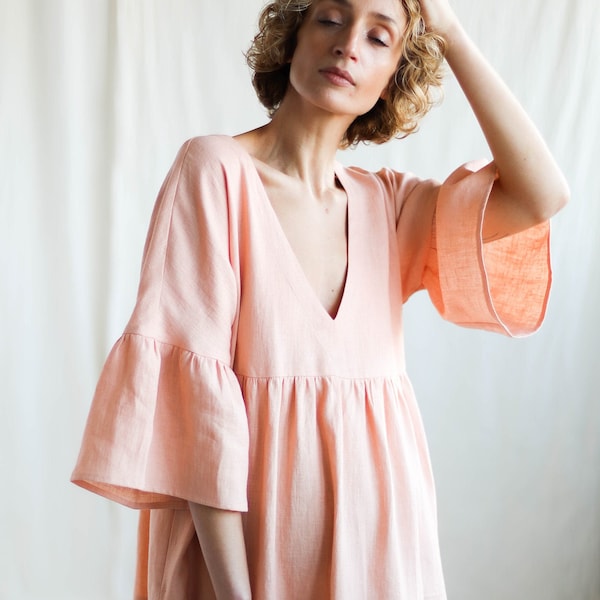 Linen Tiered Dress ADELE  - Handmade by OFFON