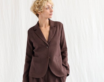 Blazer in lino dalla silhouette aderente / Abbigliamento OFFON