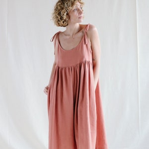 Tie Strap Linen Sundress / Handmade by OFFON Clothing