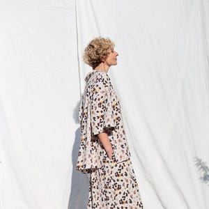 Animal Print Viscose-Linen Blend Palazzo Wide Leg Pants LOU - OFFON CLOTHING