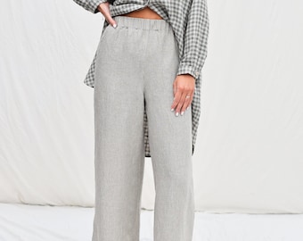 Wide leg striped linen culottes • OFFON Clothing