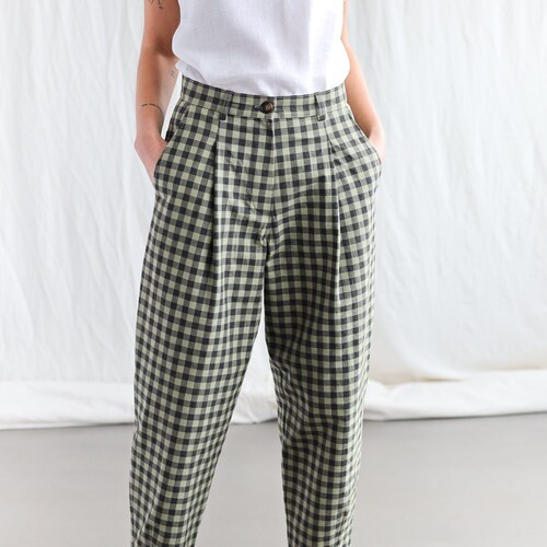Boxy Organic Cotton Gingham Trousers 