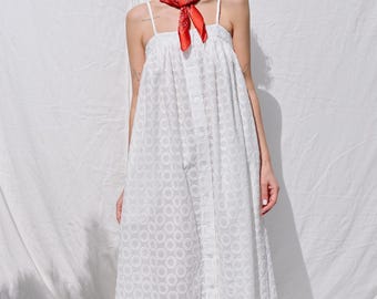 Floral Embroidered White Cotton Maxi Dress EMILY - OFFON Clothing