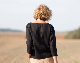 Linen relaxed fit blouse / OFFON CLOTHING