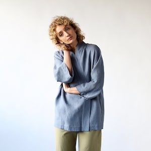 Linen jacket / Cardigan style jacket / Linen wrap jacket / OFFON CLOTHING