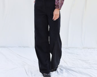 Wide leg black cord pants LUNA • OFFON CLOTHING