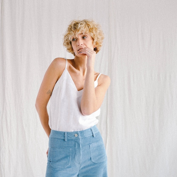 White linen loose fit slip top LUCA  • OFFON CLOTHING