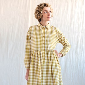 Gingham loose fit shirt dress OCHRE / OFFON Clothing