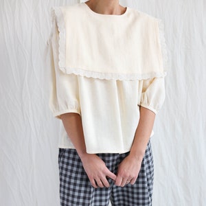 Oversized square collar linen blouse AMELIA  • OFFON CLOTHING