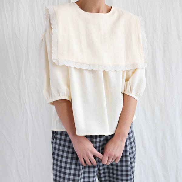 Oversized eckige Bluse aus Leinen AMELIA • OFFON CLOTHING