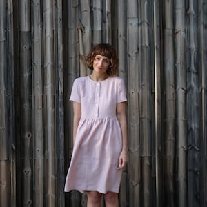 Maternity Linen Dress / Linen Short Sleeve Maternity Dress / Breastfeeding Dress / Handmade by OFFON