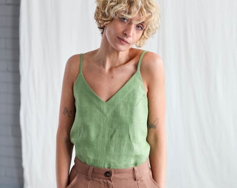 Foliage linen loose fit slip top LUCA • OFFON CLOTHING