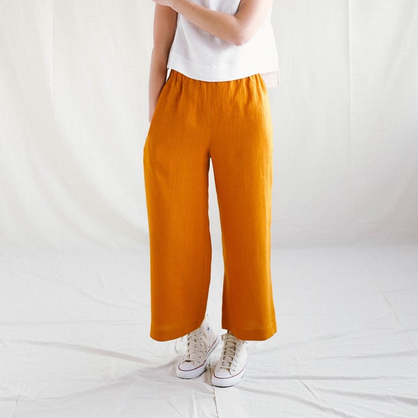 Wide leg linen culottes / OFFON CLOTHING