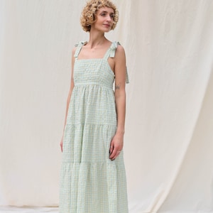 Tiered seersucker gingham dress BLANCHE • OFFON CLOTHING