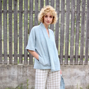 Wrap Linen Loose Fit Jacket / OFFON CLOTHING - Etsy