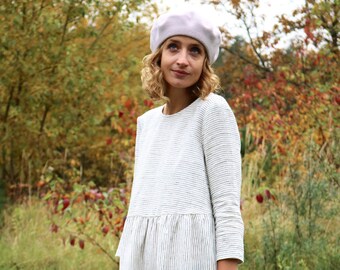 Linen Dress In Stripes / Loose Washed Linen Dress / Women Dress / OFFON CLOTHING