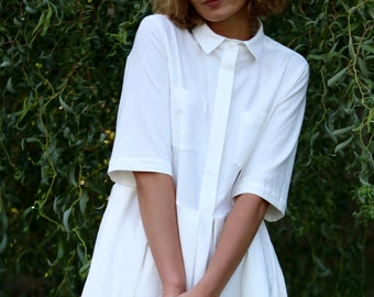 white cotton shirt dress womens