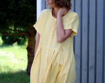 Button up linen summer dress / OFFON Clothing