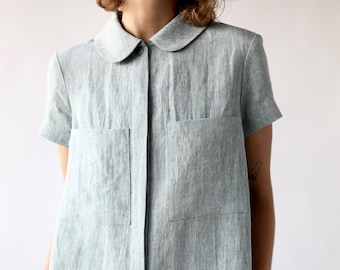 Linen Summer Playsuit With Peter Pan Collar / OffOn Clothing