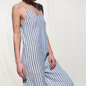 Striped linen sleeveless summer jumpsuit MANON / OFFON CLOTHING