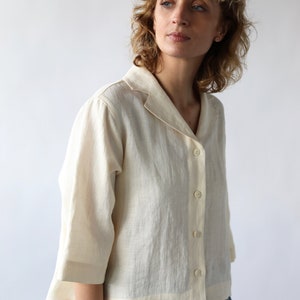 Linen revere collar shirt / OFFON CLOTHING image 2