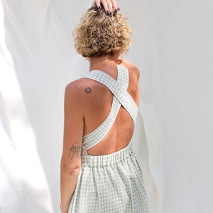 Gingham cotton apron dress •  OFFON CLOTHING