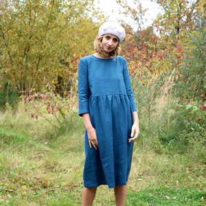 Loose fit higher waist linen dress /  OFFON CLOTHING