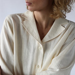 Linen revere collar shirt / OFFON CLOTHING
