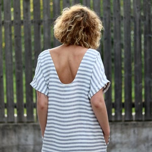 Abito in lino senza schienale / Abito tunica in lino con schiena scoperta / ABBIGLIAMENTO OFFON