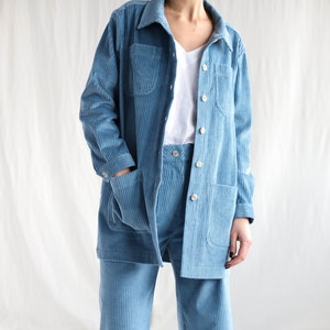 Light Blue Corduroy Jacket Women • Baby Blue Wide Wale Cord Blazer • Sky Blue Chore Coat & Shacket