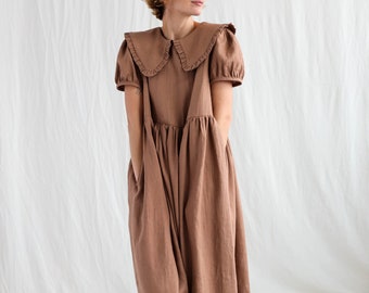 Hazel linen puritan collar dress MARTA / OFFON Clothing