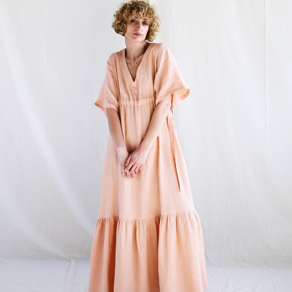 Linen Maxi Boho Dress - Handmade by OFFON