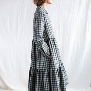 Gingham organic cotton tiered dress LOUISE / OFFON Clothing