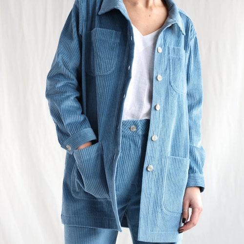 Light Blue Workwear Style Cord Jacket 