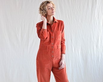 Needlecord long sleeve boiler suit / OFFON CLOTHING