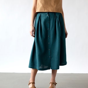 Linen Midi Pleated Skirt / OFFON CLOTHING