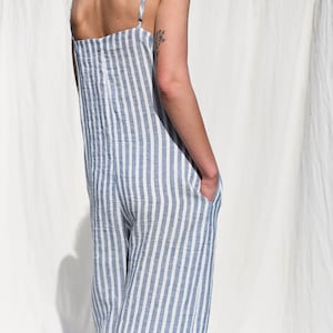 Striped Linen Sleeveless Summer Jumpsuit MANON / OFFON - Etsy