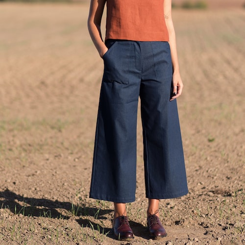 Wide Leg Denim Trousers / OFFON 