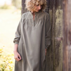 Tunic Dress in a Khaki Modal Fabric / OFFON CLOTHING | Etsy