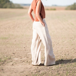 Wide leg linen trousers / OFFON CLOTHING