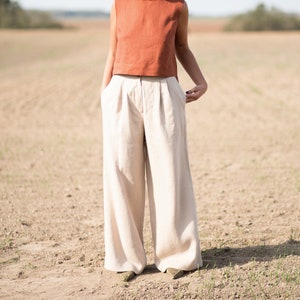 Wide leg linen trousers / OFFON CLOTHING image 2