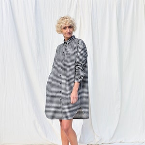 Gingham long sleeve shirt dress • OFFON CLOTHING