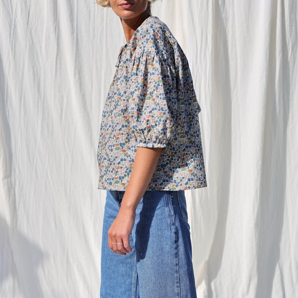 Button through floral blouse LIU • OFFON CLOTHING