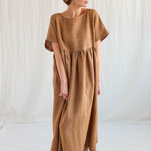 Oversize linen dress in stripes SILVINA  • OFFON CLOTHING