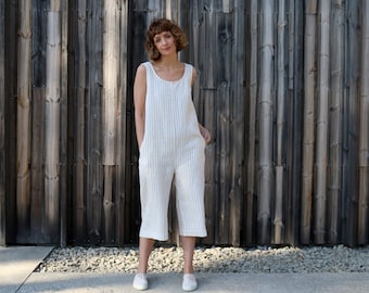Sleeveless linen summer jumpsuit / Handmade by OFFON CLOTHING