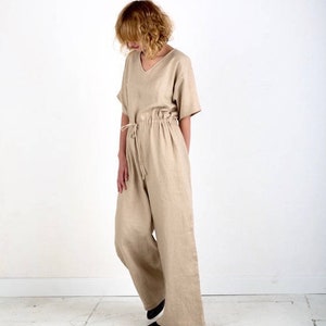 Linen Palazzo Jumpsuit / Handmade by OFFON