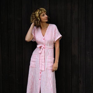 Vintage cut linen tie belt dress / OFFON CLOTHING